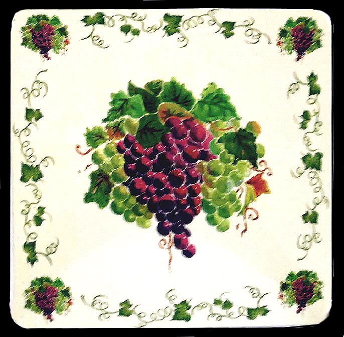 ! - Grapes On Almond Square Metal Gas Stove Burner Covers ! - Grapes On Almond Square Metal Gas Stove Burner Covers